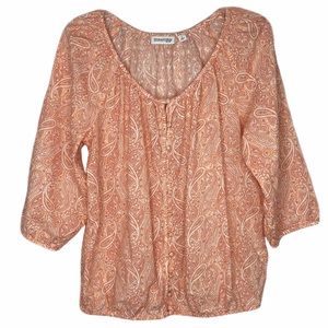 St. John’s Bay Textured Paisley 3/4 Sleeve Blouse